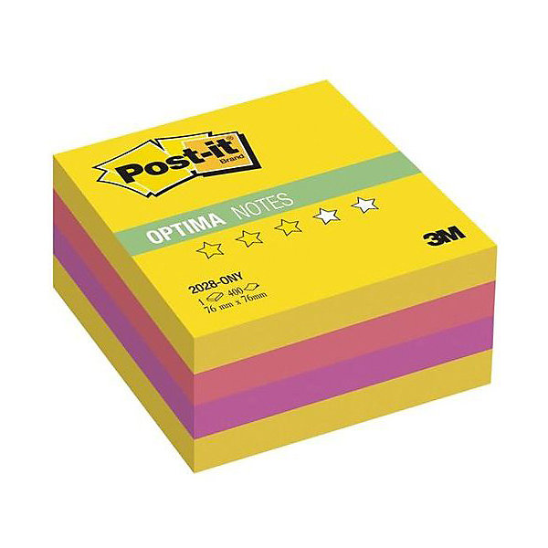Бумага для заметок с липким слоем "Post-It Optima" Лето, жёлтая неоновая радуга, 400 листов 3М 10627348