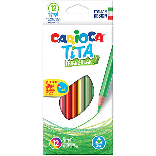 

Набор цветных карандашей Carioca "Tita" трёхгранные, 12 цветов, Белый