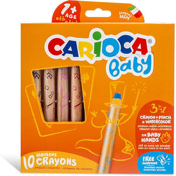 

Набор восковых карандашей Carioca "Baby" с точилкой, 10 цветов, Оранжевый