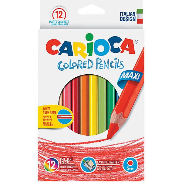 Набор крупных цветных карандашей "Maxi", 12 цветов Carioca 10627398