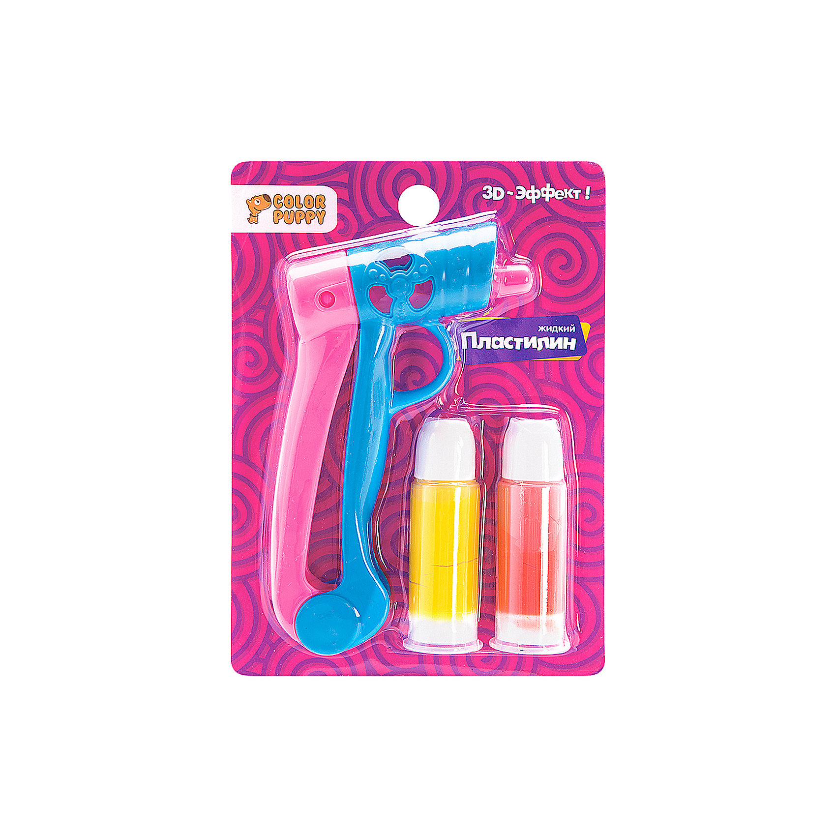 Набор для лепки Color Puppy арт 63935. Пластилин Color Puppy 2 цвета с пистолетом. Лента набор с жидким пластилином. Жидкий пластилин