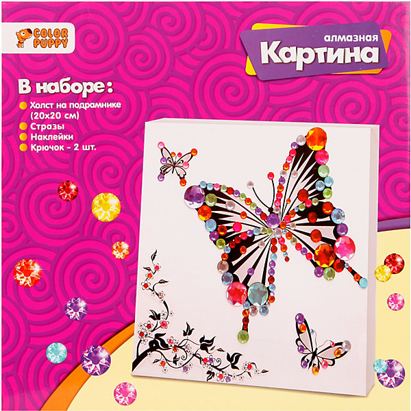 

Алмазная картина Color Puppy "Бабочка", 20х20 см, Фиолетовый