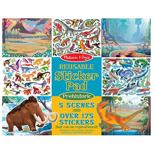 

Набор стикеров Melissa & Doug "Доисторические Животные", 5 сцен, 175 наклеек, Разноцветный