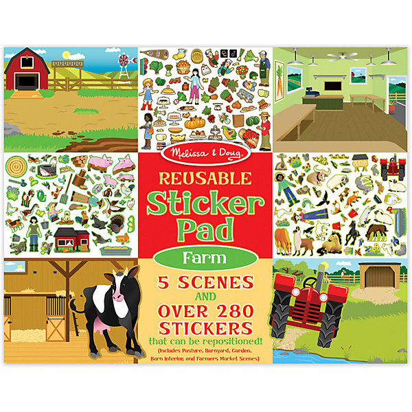

Набор стикеров с фоном Melissa & Doug "Ферма", 5 сцен, 280 наклеек, Разноцветный