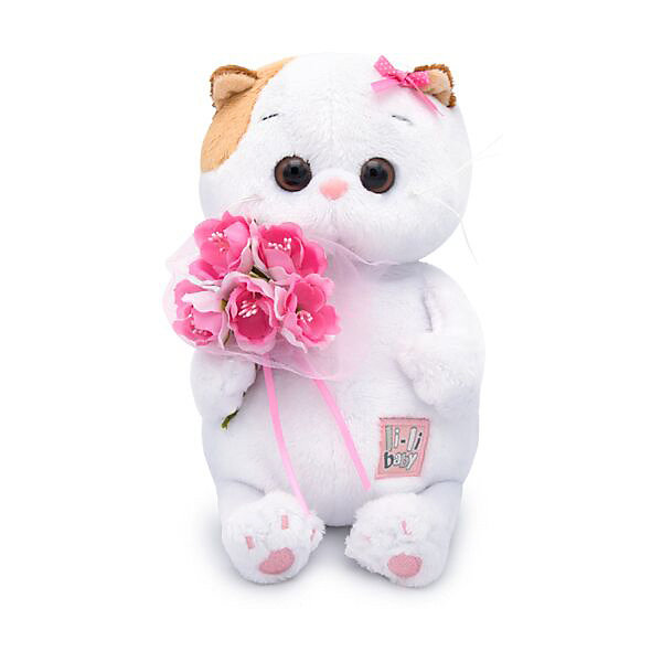 

Мягкая игрушка Budi Basa Кошечка Ли-Ли Baby с букетом, 20 см, Белый