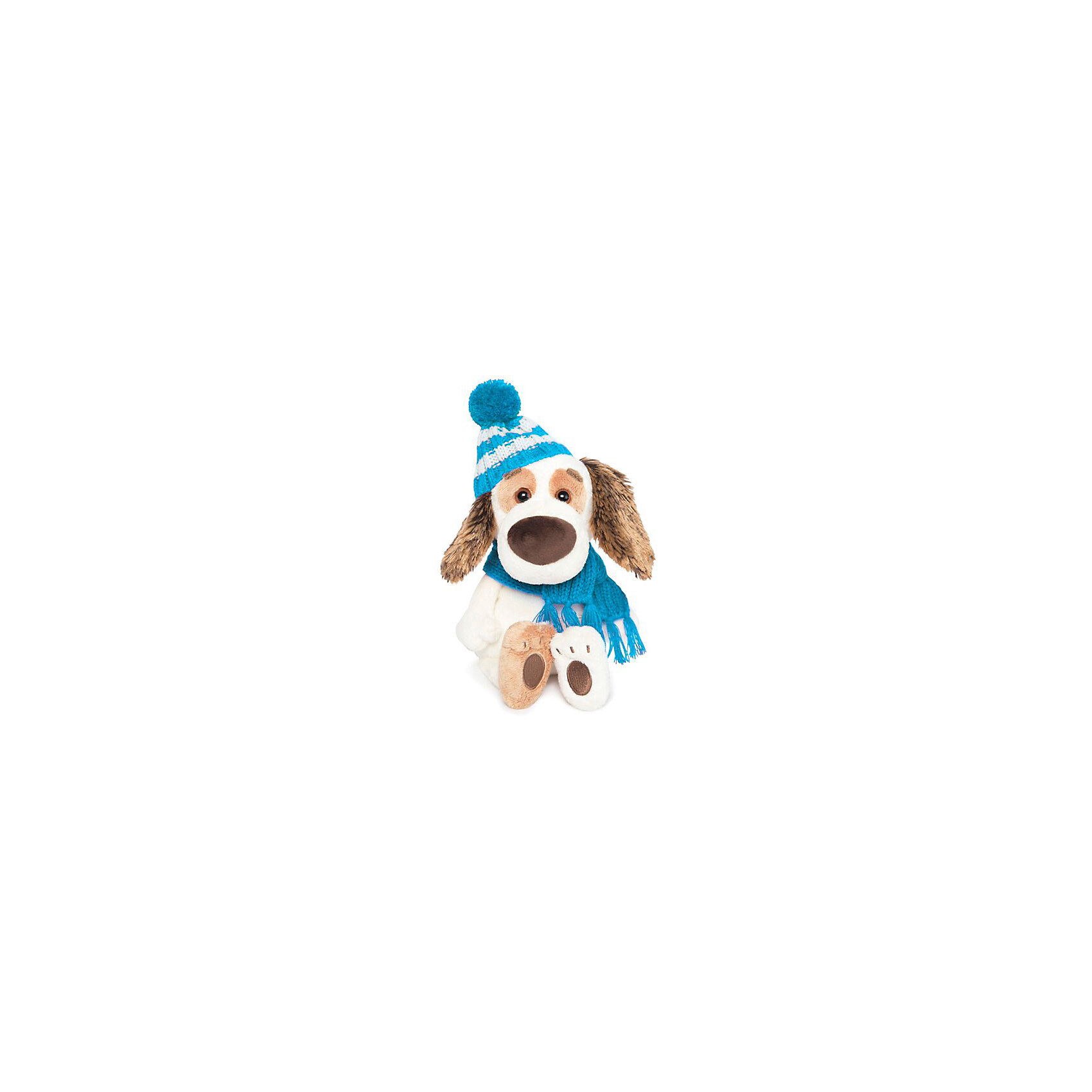 фото Мягкая игрушка Budi Basa Собака Бартоломей Baby в шапочке и шарфе, 19 см