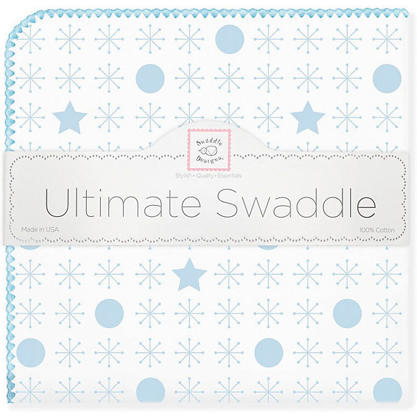 

Фланелевая пеленка SwaddleDesigns Stars Blue, 110х110 см, Голубой/белый