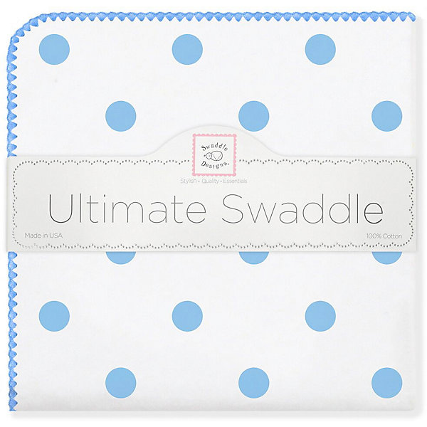 

Фланелевая пеленка SwaddleDesigns Big Dots Blue, 110х110 см, Голубой/белый