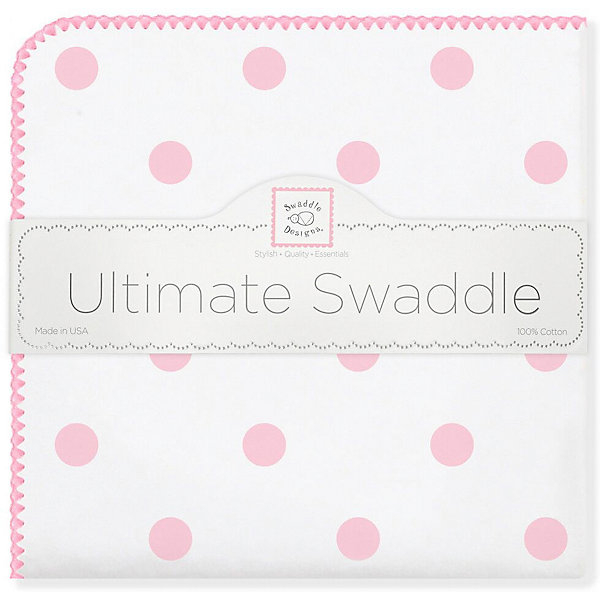 

Фланелевая пеленка SwaddleDesigns Big Dots Pink, 110х110 см, Розовый/белый