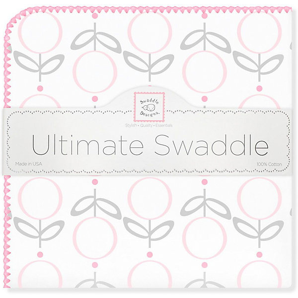 

Фланелевая пеленка SwaddleDesigns Lolli Fleur Pink, 110х110 см, Розовый/белый