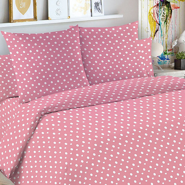 

Постельное белье 1,5 сп Letto Горошек, розовый