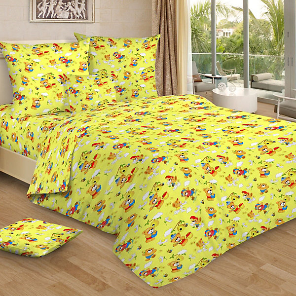 

Постельное белье 1,5 сп Letto Медовый мишка, желтый