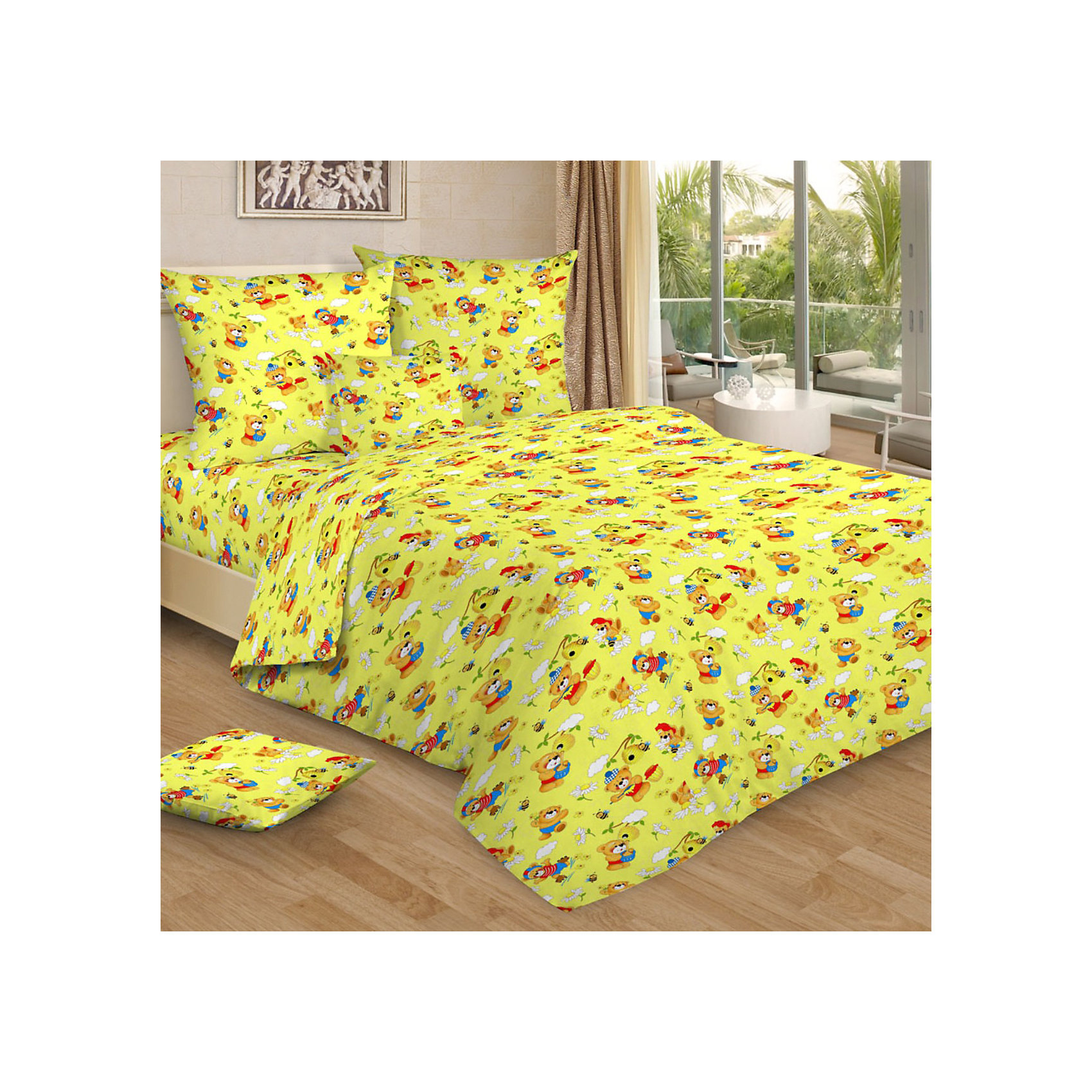 

Детское постельное белье 1,5 сп Letto, Медовый мишка, желтый