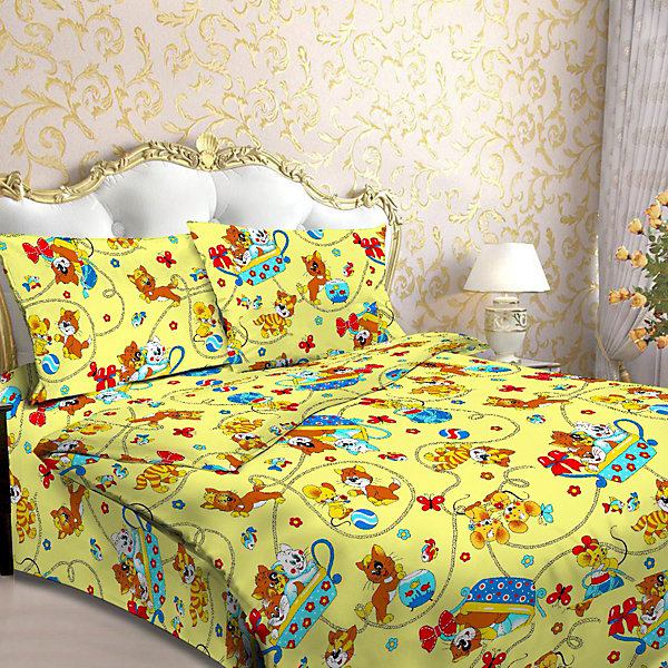 

Детское постельное белье 1,5 сп Letto, Мяу, желтый
