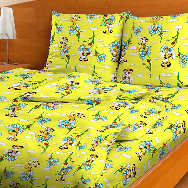 

Детское постельное белье 3 предмета Letto, простыня на резинке, BGR-25, Желтый