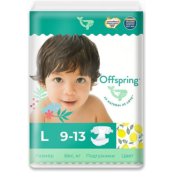 

Эко-подгузники Offspring Лимоны L 9-13 кг., 36 шт., Разноцветный