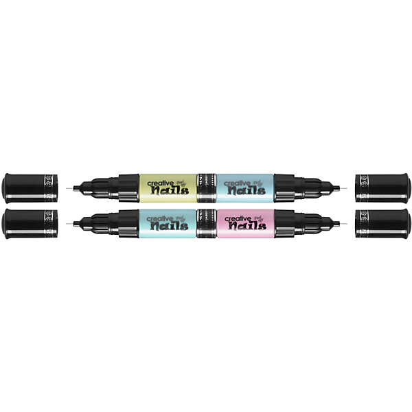 

Лак-ручка для ногтей Creative Nails, 4 шт.: бирюзовый,светло-розовый, мятно-зеленый, мятно-синий, Разноцветный