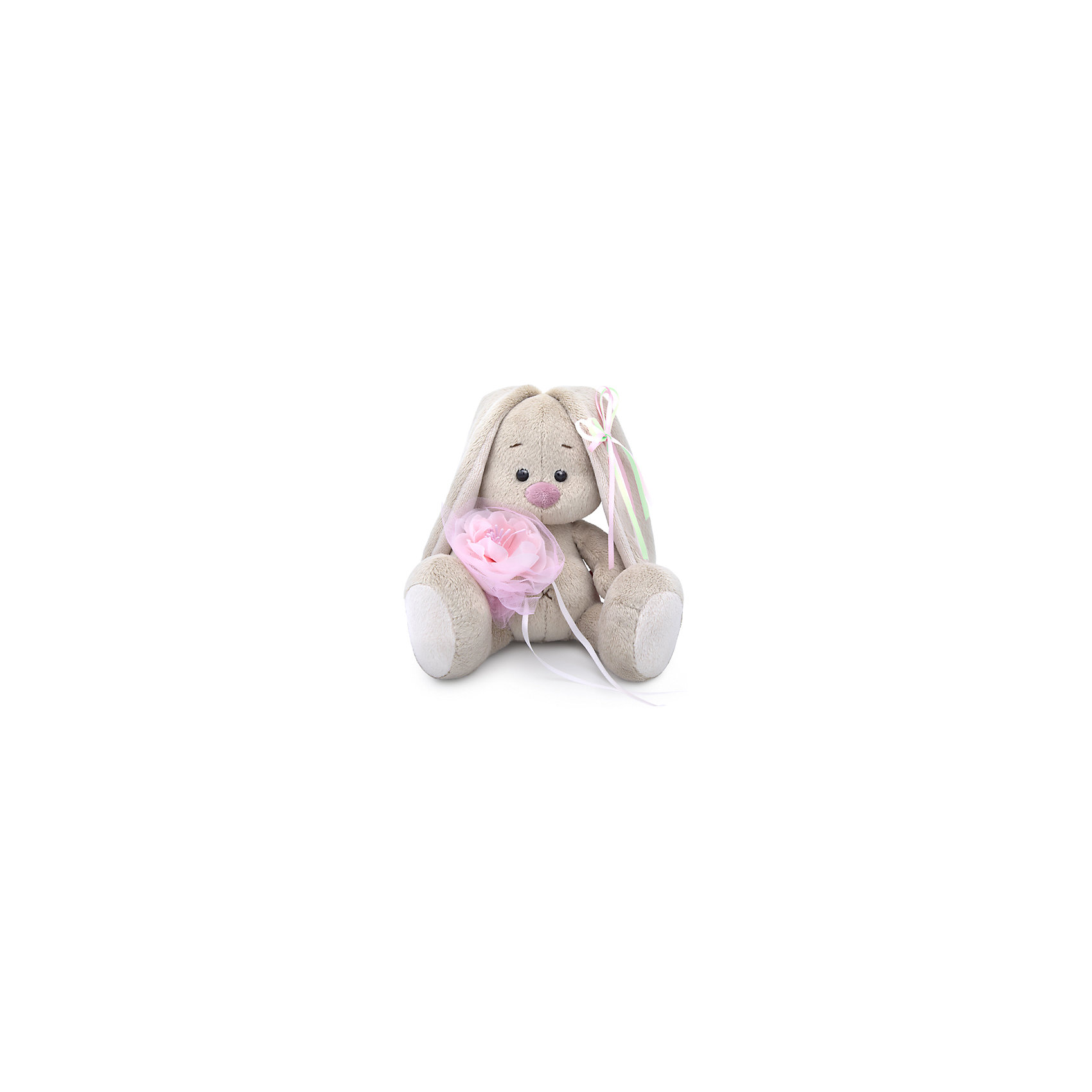 фото Мягкая игрушка Budi Basa Зайка Ми c розовым цветком, 15 см