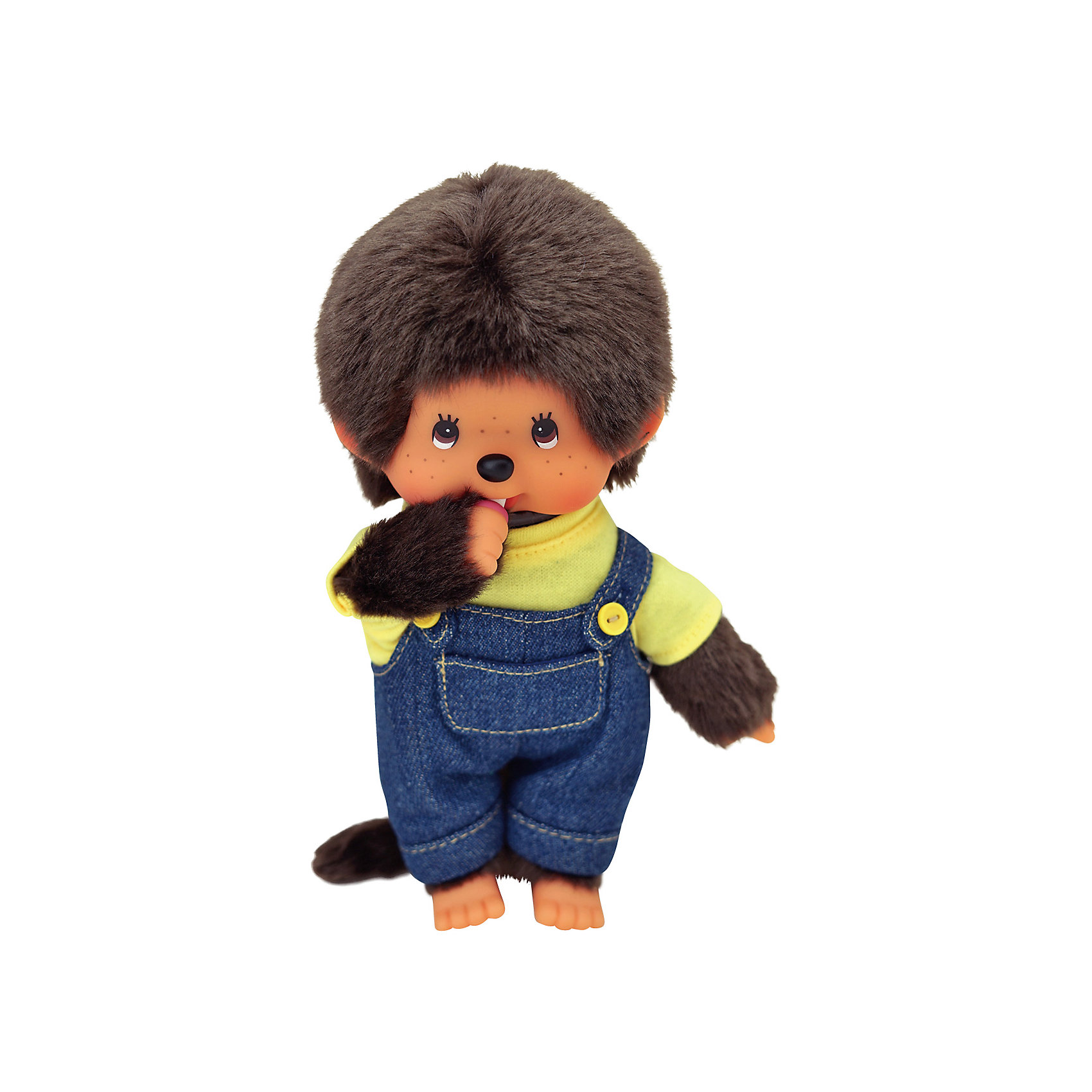 фото Мягкая игрушка Monchhichi Мончичи, мальчик в комбинезоне и желтой футболке, 20 см
