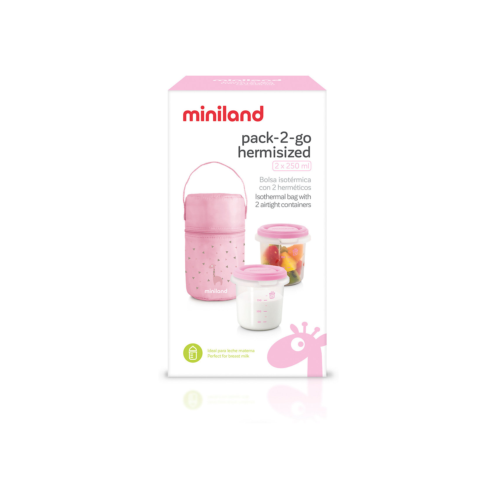фото Термосумка Miniland Pack-2-Go HermiSized с вакуумными контейнерами, розовая