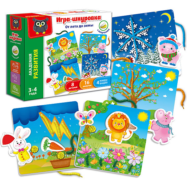 

Игра-шнуровка с липучками Vladi Toys "От лета до зимы"