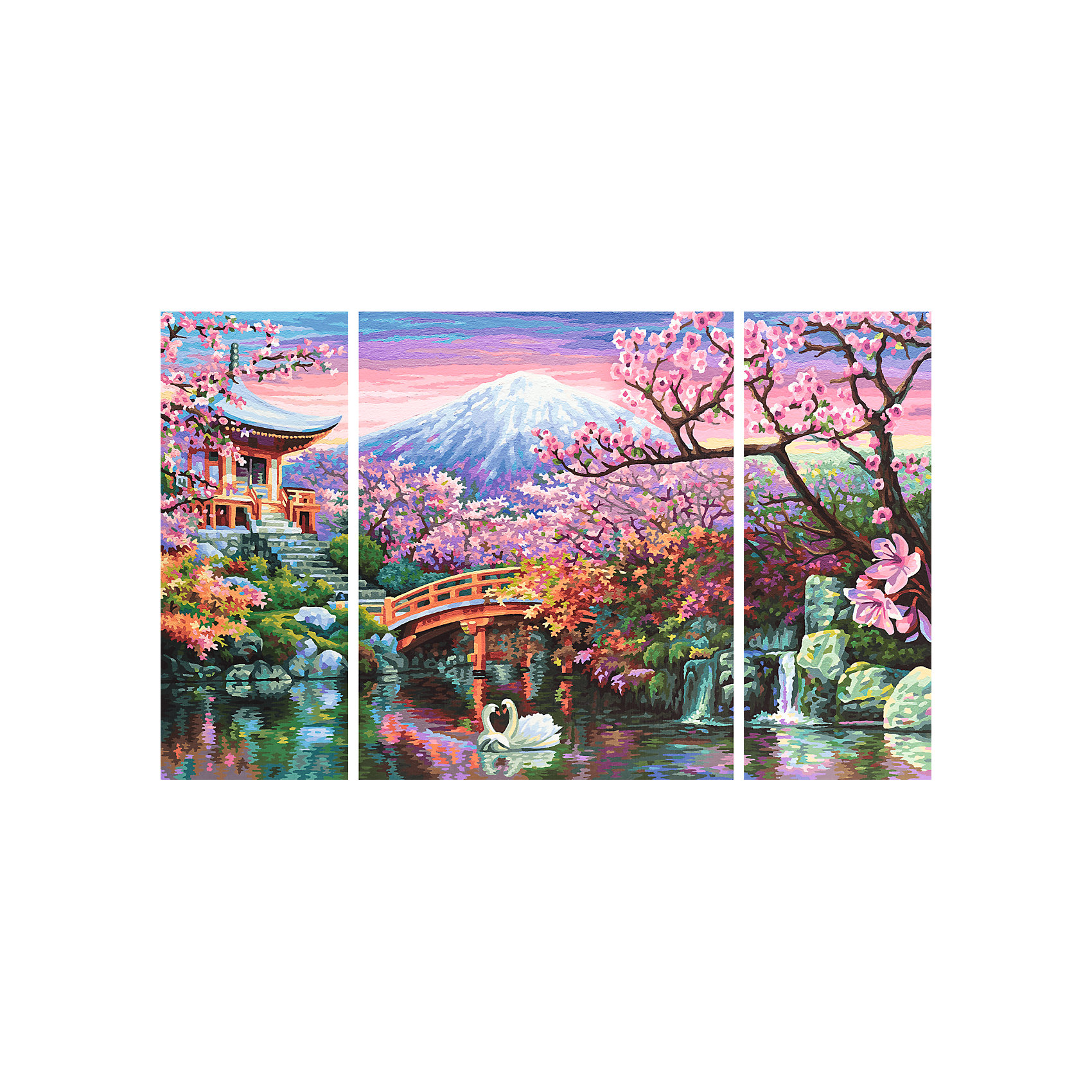 фото Картина по номерам Schipper Триптих: Цветущая вишня, 50х80 см