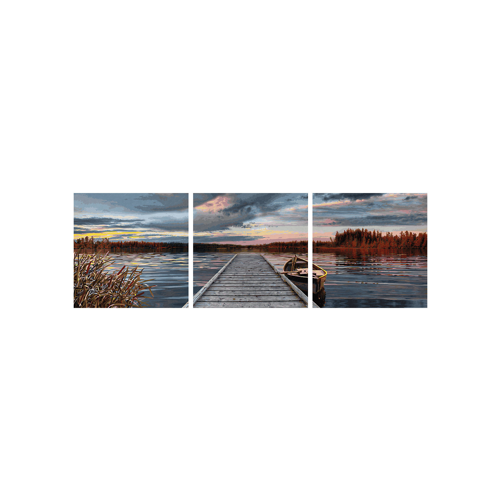 фото Картина по номерам Schipper Триптих: Восход на озере, 120х40 см