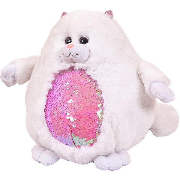 

Мягкая игрушка ABtoys Кошка с пайетками, 20 см, Розовый/белый
