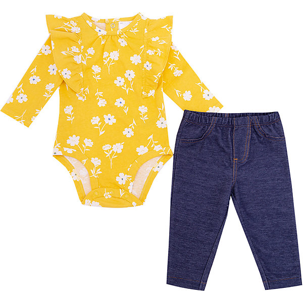 

Комплект: боди и леггинсы carter’s для девочки, Blau/gelb