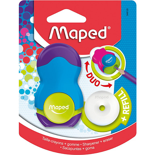 

Канцелярский набор 2в1 Maped Loopy с точилкой и ластиком, Разноцветный, Канцелярский набор 2в1 Maped Loopy с точилкой и ластиком