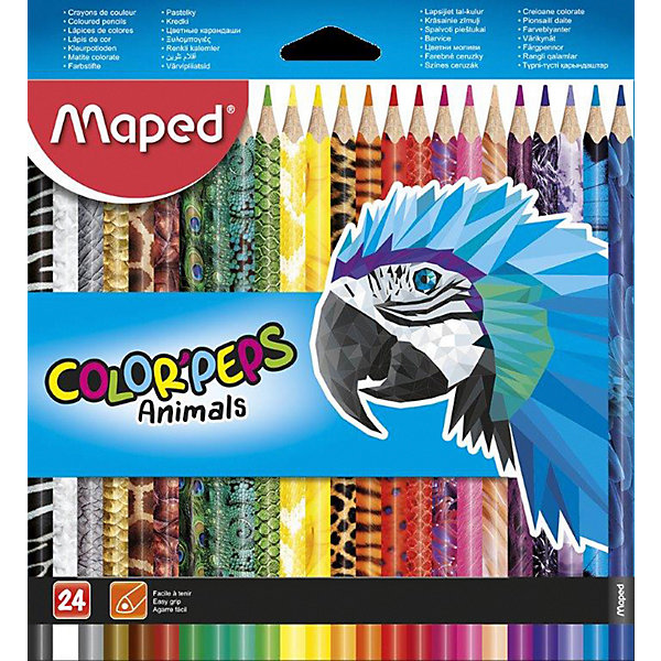 

Набор цветных карандаей Maped Color'peps Animals с декором, 24 цвета, Разноцветный
