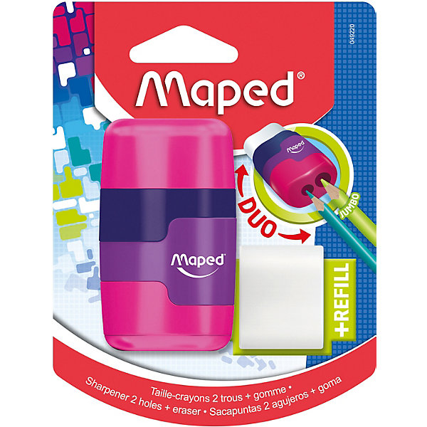 

Канцелярский набор 2в1 Maped Connect с точилкой и ластиком, Разноцветный