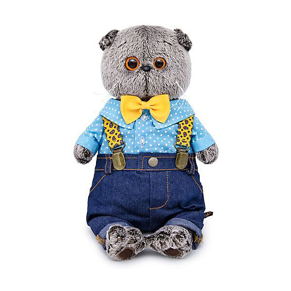 

Мягкая игрушка Budi Basa Кот Басик в джинсах с подтяжками, 25 см, Коричневый