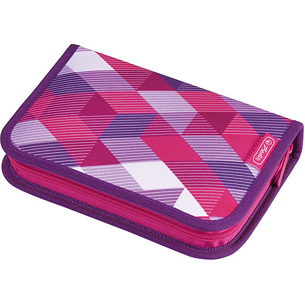 

Пенал Herlitz Pink Cubes с наполнением, Розовый