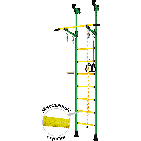 

Детский спортивный комплекс DSK Распорный с регулировкой турника, зеленый/желтый, Gelb/grün