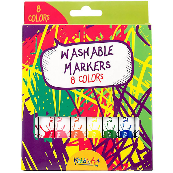 

Смываемые фломастеры KiddieArt толстые, 8 штук