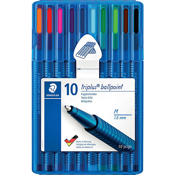

Набор шариковых ручек Staedtler Triplus Ball "Яркие цвета", М, 10 цветов