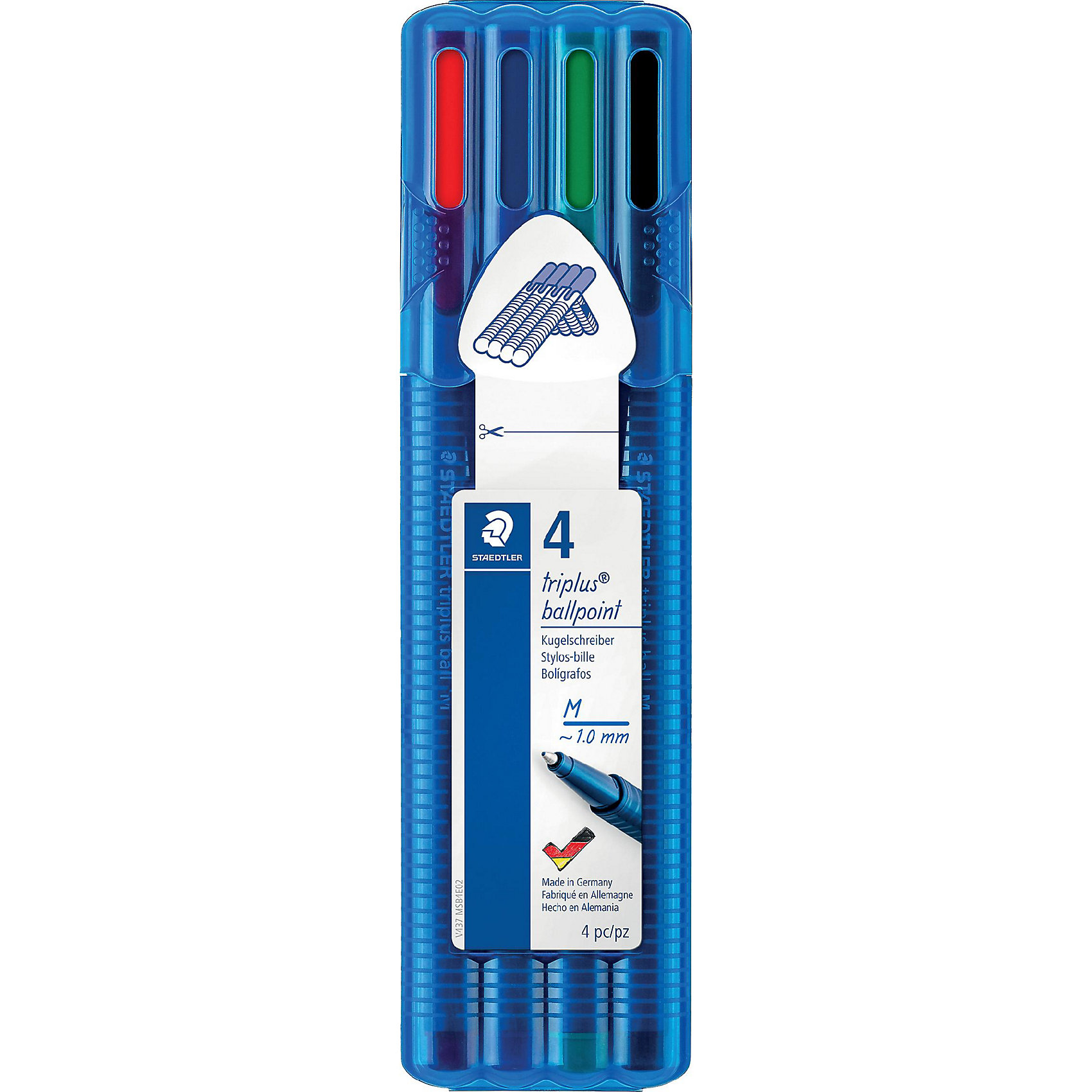

Набор шариковых ручек Staedtler Triplus Ball "Яркие цвета", М, 4 цвета