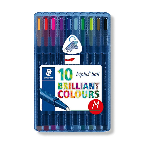

Набор шариковых ручек Staedtler Triplus Ball "Яркие цвета", XB, 10 цветов