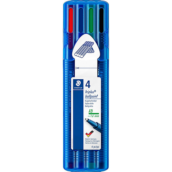 

Набор шариковых ручек Staedtler Triplus Ball "Яркие цвета", XB, 4 цвета