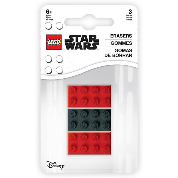 

Набор ластиков LEGO Star Wars, 3 шт, Черный/розовый