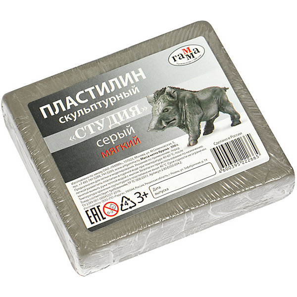 

Пластилин скульптурный Гамма «Студия», серый, твердый