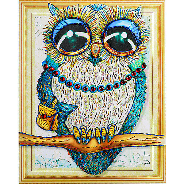

Алмазная картина Color KIT Сова в рубинах, с фигурными стразами