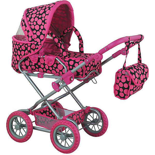 

Коляска для кукол Buggy Boom Infinia трансформер, розовая в горох, Розовый