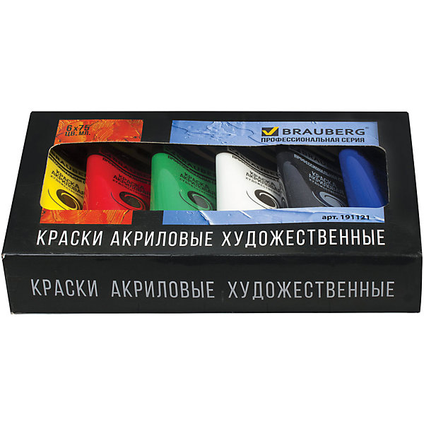 

Акриловые краски Brauberg, 6 цветов, Разноцветный