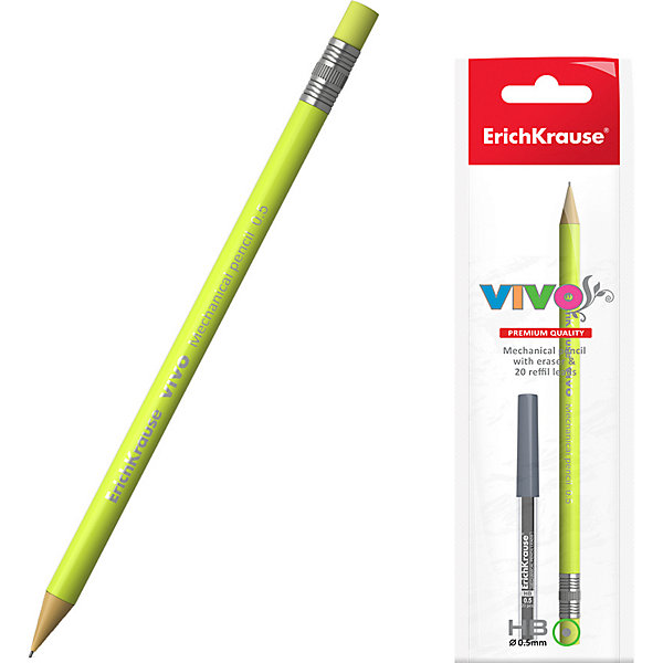 

Карандаш механический ErichKrause® Vivo® в наборе с 20 грифелями 0.5мм, НВ (в пакете по 1 шт.), Разноцветный