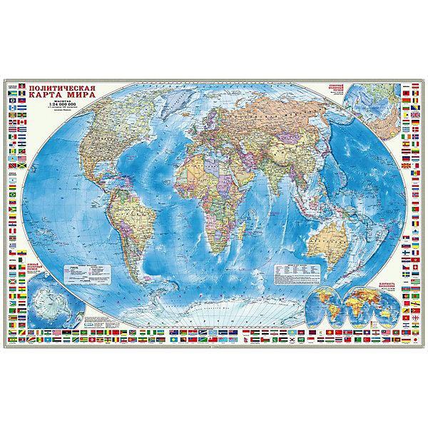 фото Карта настенная Геодом «Мир Политический с флагами»