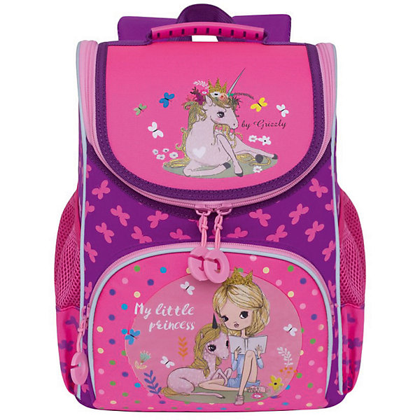 Рюкзак школьный Grizzly с мешком, фиолетовый / жимолость 11238206