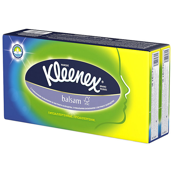 

Носовые платочки Kleenex Balsam, упаковка 8 штук, Разноцветный
