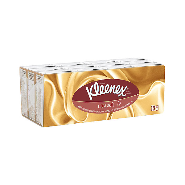 

Носовые платочки Kleenex Ultrasoft, упаковка 12 штук, Разноцветный